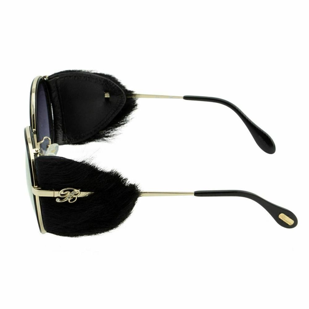 New Blumarine Black Gold Women Sunglasses 40th Year Anniversary, Round, Faux-Fur - Picture 8 of 11